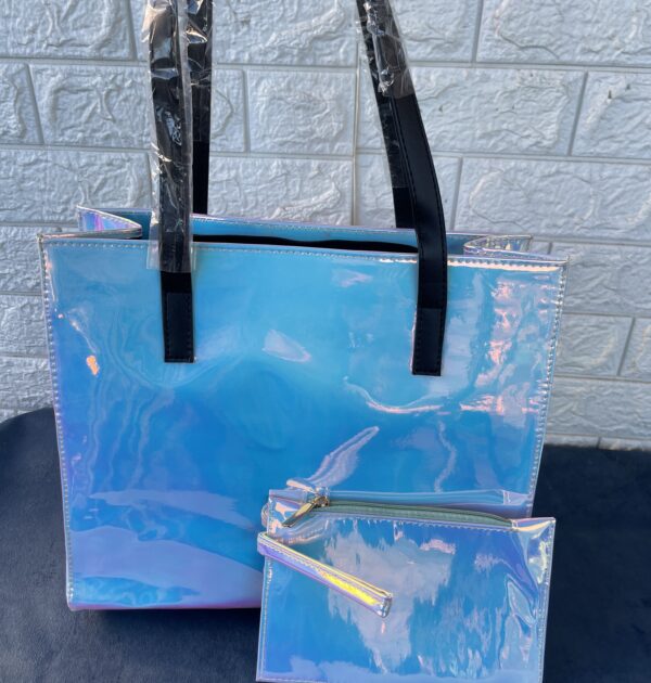 Holographic Tote with wallet - Blue